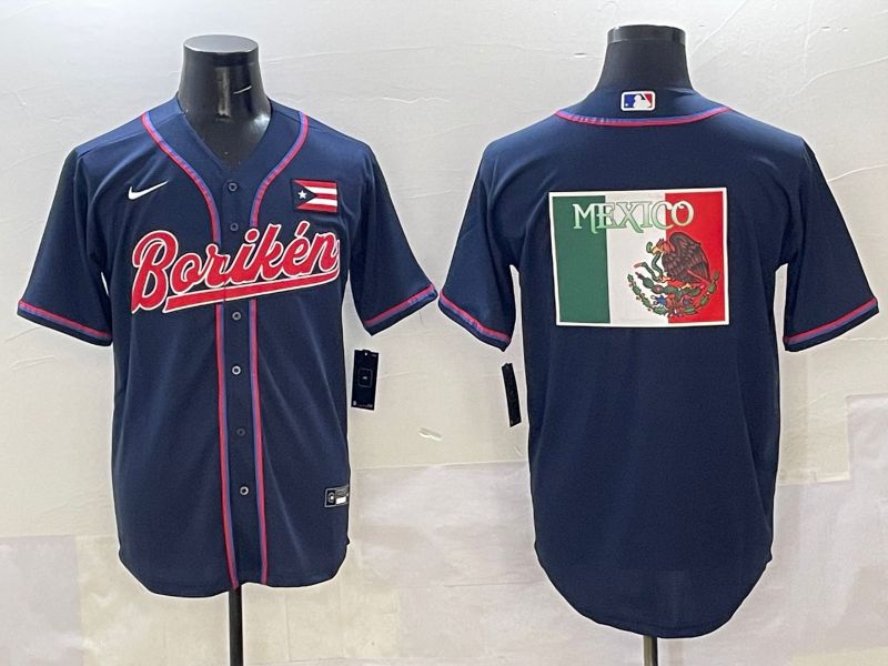 Men Puerto Rico Blank Blue Joint Name 2025 Nike MLB Jersey style 8->edmonton oilers->NHL Jersey